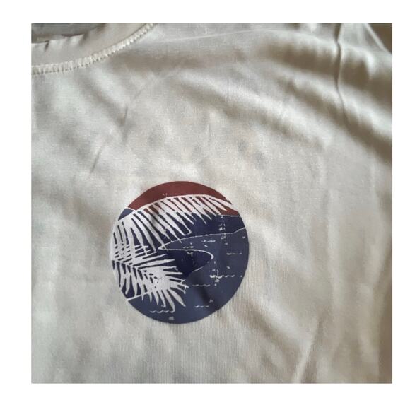 NEW Surf & SWIM TEE Long Sleeve SM Mens Womens Yellow Ocean Palm T Shirt UPF 50+ - Picture 9 of 10